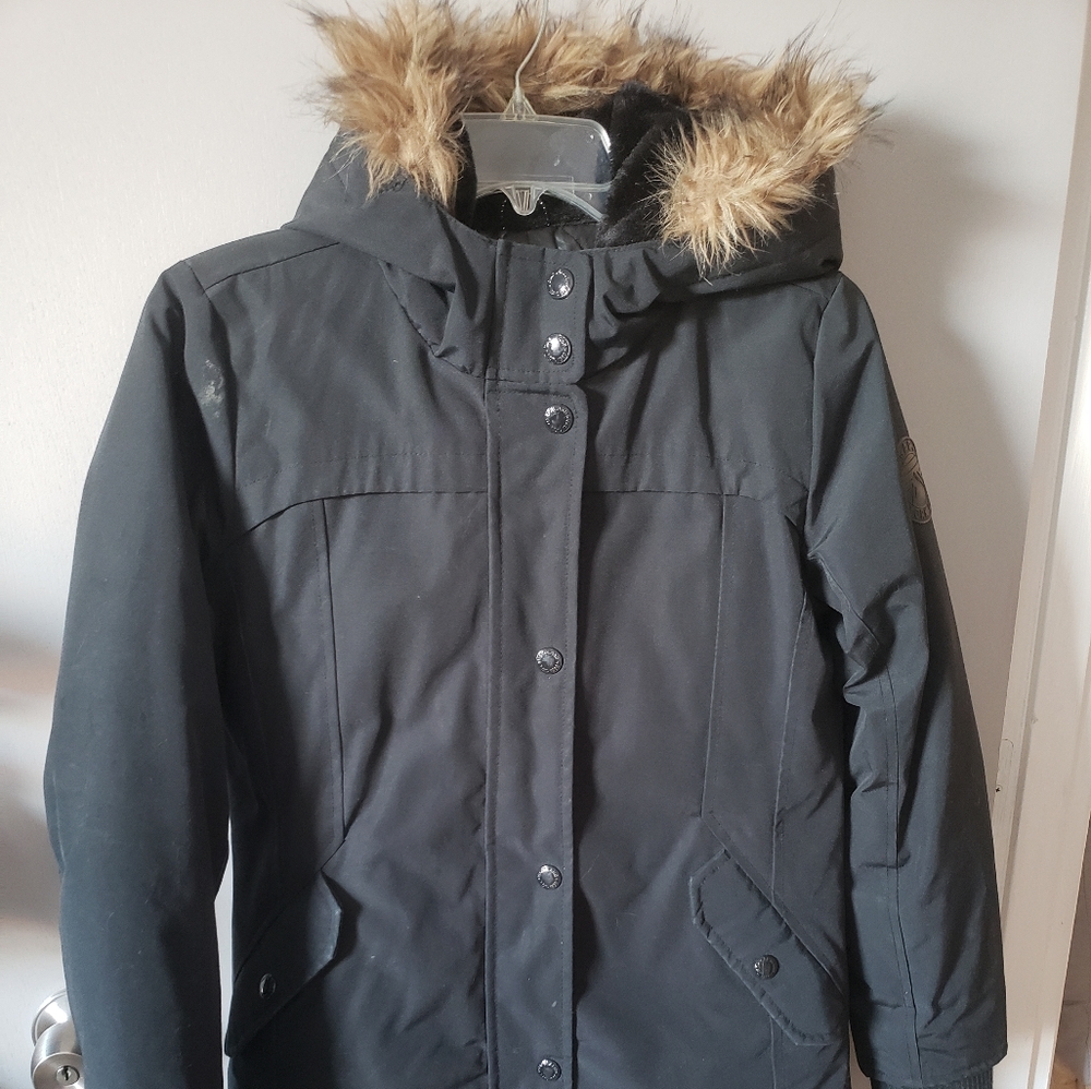 GAP Girl's Coat w/ Faux Fur Parka - XXL - Black